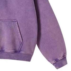 Sweat-shirts pour hommes surdimensionnés personnalisés, délavés à l'acide, usés, vintage, déchirés, brodés, avec des strass, design lourd pour l'hiver, 100% - Product Image 4