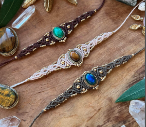 Chất Lượng Hàng Đầu Labradorite Vòng Hình Dạng Mịn Đá Quý Với Nhỏ Brass Hạt Có Thể Điều Chỉnh Macrame Vòng Cổ Handmade Đồ Trang Sức Cho Cô - Product Image 4
