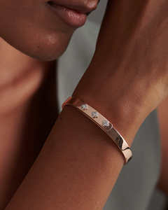 Trendy Bunchberry 0.24ctw Round Cut Diamond Accent Oval Bangle Trendy Bezel Setting 14k <b>Rose</b> <b>Gold</b> Anniversary Gifts for Her - Product Image 2