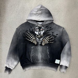 ผู้ผลิตเสื้อผ้าพังก์ เสื้อฮู้ดดี้ผู้ชายทรงปกติ ผ้าฟลีซคอตตอน ล้างสีแบบแอซิดวอช สำหรับฤดูหนาว เป็นมิตรกับสิ่งแวดล้อม แฟชั่นสตรีทแวร์ - Product Image 1