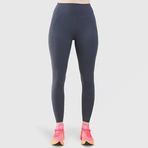 Legging de sport pour femme à taille haute, sans couture, en Spandex/Nylon, séchage rapide, respirant, motif uni, taille élastique, personnalisable avec logo OEM - Product Image 1