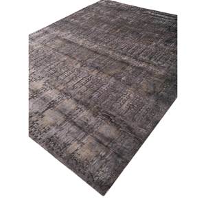 Tapis en laine et soie de bambou noué à la main bleu Viscaya, motif géométrique et abstrait pour la maison, couloir, chambre d'adolescent, rectangulaire AKWB-1332 - Product Image 2