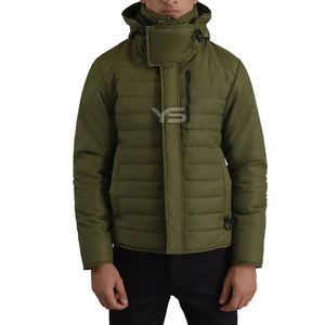 Veste matelassée coupe-vent grande taille pour hommes Tissu polyester respirant avec fermeture à glissière Motif solide pour l'hiver - Product Image 4