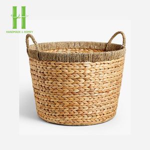 Best Selling Handwoven Natural Seagrass Rectangle <b>Large</b> <b>Storage</b> <b>Basket</b> Folding 6-10L Capacity OEM Designs Customize Bohemian - Product Image 6