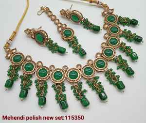 INDIAN TRADITIONAL <b>and</b> FASHIONABLE COPPER JEWELLERY BRIDAL WEDDING JEWELLERY <b>SET</b> for WOMEN <b>EARRINGS</b> <b>and</b> <b>NECKLACE</b> <b>SET</b> - Product Image 6