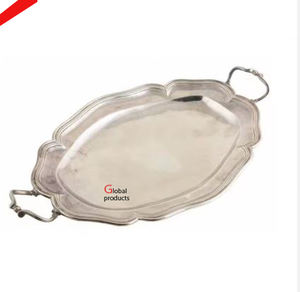 top selling oval shape <b>golden</b> finished metal stainless steel serving tray for hotel restaurant and <b>bar</b> - Product Image 4