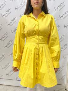 Chic marque femmes 100% coton couleur unie à manches longues chemise de haute qualité Style de fête fabricant indien tissé méthode de tissage - Product Image 3