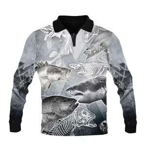 Poliéster Totalmente sublimado Impresión 3D Adulto Unisex Camisa de pesca de manga larga Polo personalizado - Product Image 4