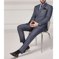 Costume de mariage 3 pièces pour homme, coupe ajustée, croisé, grande taille, décontracté et habillé, avec blazer à revers crantés
