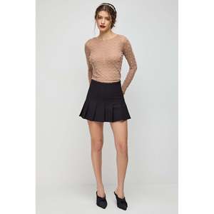 Chemise en tissu transparent à manches courtes et col rond avec logo sur le devant orné de pierres, 100% polyester - Product Image 4