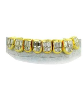 8X8 YellowGold 925 <b>Silver</b> Custom Diamond Dust Gold Grillz Starburst Cut Premium Fine Jewelry - Product Image 1