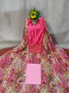 ผ้าแจ็คการ์ดผสมคอตตอน-โพลีเอสเตอร์คุณภาพอันดับหนึ่งแบบใหม่ล่าสุด ลายดอกไม้ ประดับด้วยลูกปัดหิน เหมาะสำหรับตัดชุดเดรส - Product Image 6