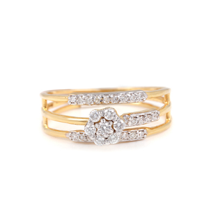Anillo de Diamantes Auténticos con Incrustaciones, Oro Amarillo Sólido de 14K, Gemco International AROS-2297, Diseño Vintage, Certificado IGI, Regalo para Ser Querido/a - Product Image 1