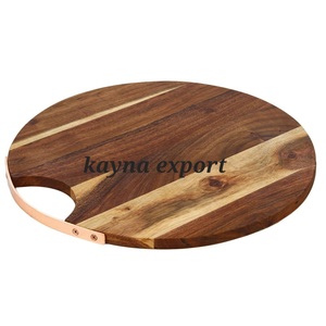 Planche à découper en bois écologique de taille personnalisée, moderne, rectangulaire, avec poignée en métal, vente en gros - Product Image 1