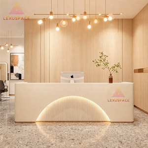 מודרני שולחן קבלה ארוך לבן עם דלפק קבלה עם אור led לסלון שיער וספא - Product Image 1