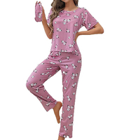 Pijamas de Mujer Personalizadas de Alta Calidad con Estampado Completo, Cuello Elástico, Cintura Elástica, Manga Corta, 100% Algodón, Suaves y Transpirables