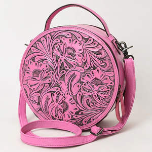 Sac à bandoulière bohème en cuir véritable fait sur mesure de haute qualité pour femme, avec pompon et motif floral, marquage artisanal, couleur personnalisée automne - Product Image 1