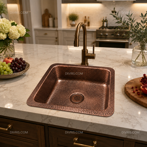 DIVRIS Lavabo en céramique fait main moderne, vasque simple à un trou, à poser sur comptoir, surface polie, facile à nettoyer, pour salle de bain de luxe - Product Image 2