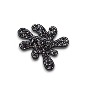 Glass with Crystal Embroidered Brooch Hand Embroidery and Bullion Wire Beaded Fashion Brooch - Product Image 3
