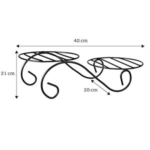 Support de pot de fleur en métal (noir, ensemble de 2, pour 4 jardinières) | Support de pot en métal pour plusieurs plantes | Intérieur/extérieur | - Product Image 6