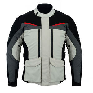Chaqueta de Motocicleta Diseño Colorblock Negro Gris Rojo Tela de Poliéster 600D 300 GSM Cuello Alto Ajustable Talla Grande Transpirable - Product Image 1