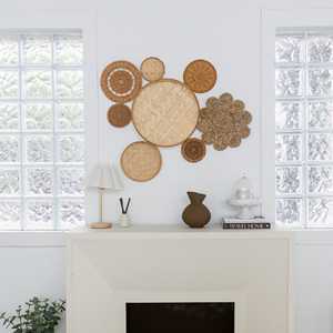 Ensemble de 8 étagères de présentation chic tissées circulaires florales pour panier mural - Product Image 4