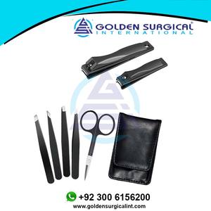 Ensemble de 5 pinces à épiler avec étui de voyage en cuir |   Ensemble de coupe-ongles personnalisé en gros, 2 pièces, avec étui en cuir - Product Image 2