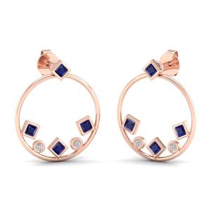 REYES Precio al por Mayor, Pendientes de Aro de Plata de Ley 925 con Moissanita y Zafiro Azul, Joyería Fina para Mujer - Product Image 1