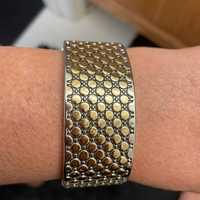 Brazalete de Lujo Vintage de Latón Antideslustre con Dijes de Moda, Joyería Chapada en Oro de 18k, Certificado IGI, Brazalete Ancho y Grueso para Mujer