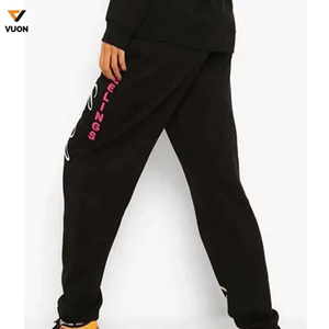 Survêtement d'hiver coupe ajustée 100% coton écologique pour femmes marque personnalisée maternité Streetwear pantalon à col rond ensemble de pantalons à col rond - Product Image 4