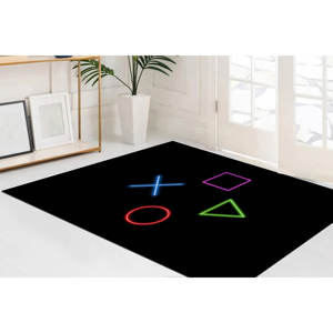 Tapis imprimé noir : moderne, extérieur, décoration de salle de jeux, tapis en chenille - Product Image 1
