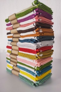 Lot de 2 serviettes de cuisine brodées à la cannelle au caramel pêche (40*60cm) mélange éponge et piqué double face doux et absorbant 420GSM - Product Image 3