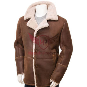Manteau luxueux en peau de mouton marron pour hommes vêtements d'extérieur de Style High Street pour le confort par temps froid élève le Style d'hiver - Product Image 1