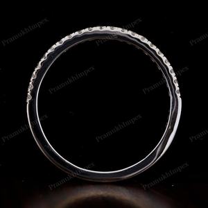 14K oro laboratorio crecido diamante boda banda Nueva clásica media eternidad boda banda apilable IGI certificado CVD diamantes fiestas - Product Image 6