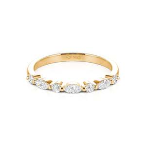 Jeulia Moissanite Alternating Round and Marquise Cut Sterling <b>Silver</b> <b>Band</b> <b>Ring</b> - Product Image 1