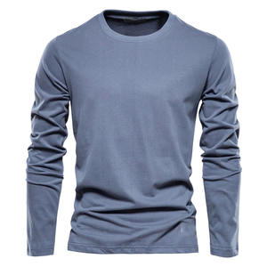 Camisetas de manga larga de algodón 100% de alta calidad para hombre, camisetas clásicas sólidas para ropa informal de primavera - Product Image 5