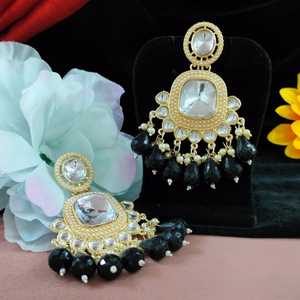 High Quality Uncut Kundan <b>Earrings</b> For Women With Studded <b>Pearls</b> Radiant Luster Ideal For Weddings, Special Occasions Regal Look - Product Image 1
