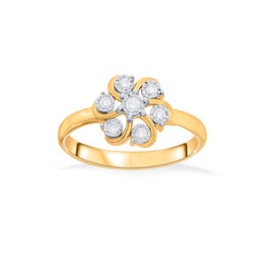 Bague en or jaune et diamants Floral Flow Fashion - Product Image 3