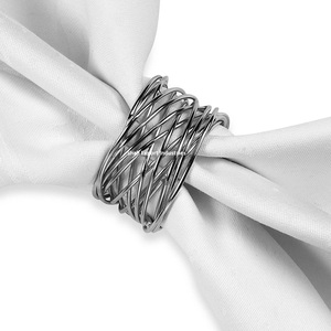 Golden & Silver Metal Wire Napkin Rings in Round Shape for Hotel and Wedding Dinner <b>Table</b> Decor Napkin Holders - Product Image 3