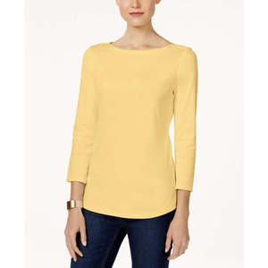 Maglia da donna Charter Club in cotone Pima lavorato a maglia, con bottoni sulle spalle, design semplice ed elegante, colore oro, taglia M - Product Image 1