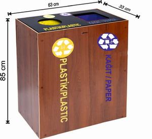 Juego de reciclaje de residuos de madera pintada con compartimento de lujo de alta calidad y logotipo personalizado 2516 - Product Image 3