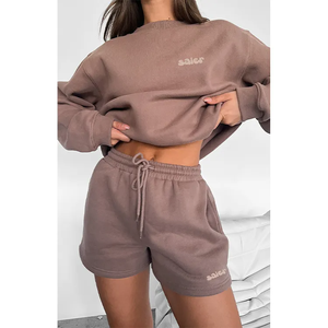 Ropa deportiva con logotipo personalizado, chándal corto para mujer, conjuntos de 2 piezas, sudaderas y pantalones cortos para mujer, Jogger Jumper, conjuntos para mujer - Product Image 2