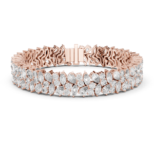 Bracelet de luxe Celestia à double rangée en or rose 10 carats avec diamants de laboratoire de forme marquise et poire Elysian - Product Image 1