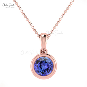 Meilleure vente de luxe en or véritable 14K bijoux fins femmes à la mode bleu naturel tanzanite pierres précieuses Solitaire pendentif collier - Product Image 3