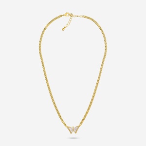 Collier tendance 192338 plaqué or en alliage d'acier inoxydable avec des formes de papillon, de chiffres, de fleurs et de cœurs, orné de diamants, idéal pour un cadeau - Product Image 4