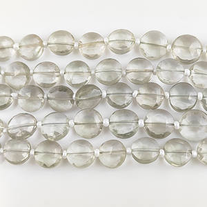 Cuentas de Amatista Verde de 8-9 mm, Forma de Moneda Facetada, 20-22 Cuentas en un Hilo de 8 Pulgadas, Cuentas de Moneda de Amatista Verde para la Elaboración de Joyas, Piedra de Nacimiento - Product Image 2