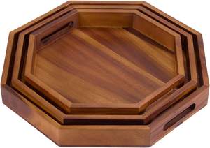 Bandeja de servicio decorativa rectangular personalizada para el hogar, hotel, restaurante, madera, mármol, ratán, acrílico, plato de almacenamiento - Product Image 6