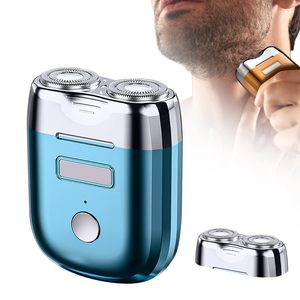 Mini rasoir électrique rotatif portable bleu pour hommes, étanche IPX7, utilisation humide et sèche, rechargeable par USB, rasoir pour le visage - Product Image 3