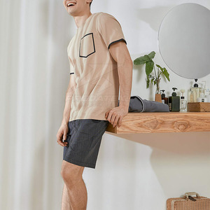 Cotton Polyester Breathable Casual Men T-Shirt and Shorts Set OEM Service Summer Wear - Product Image 2