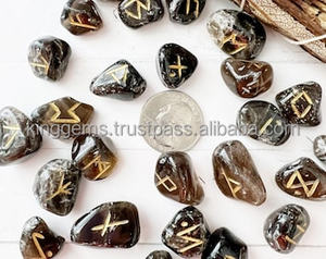 El mejor juego de gemas caídas de ágata roja de cuarzo ahumado de 25 piezas, runas curativas grabadas, Runas de cristal talladas, artesanías de piedra semipreciosa - Product Image 2